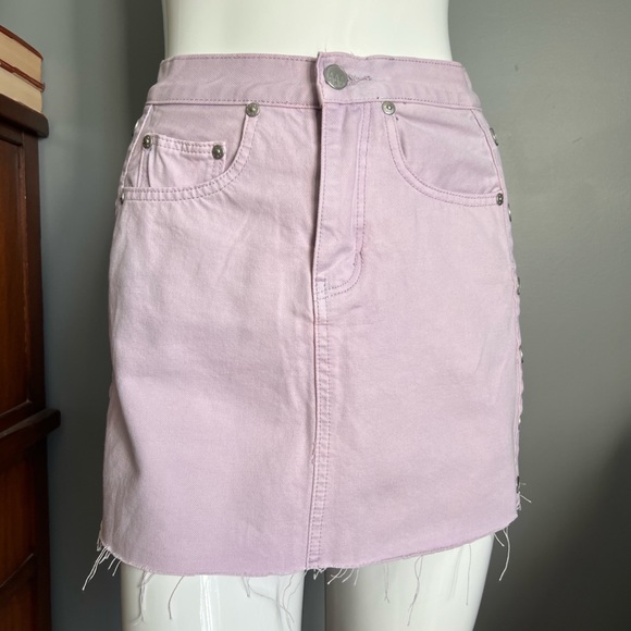 Dolls Kill x Zee Gee Why . Lilac denim micro mini skirt - Picture 3 of 15